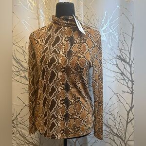 Nine West Snake Print Women's Turtle Neck Top